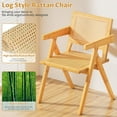thumbnail image 5 of Rattan Chairs Set of 2, Bamboo Rattan Dining Chairs, Solid Wood Comfy Arm Chairs, Woven Cane Back and Seat Mid Century Modern Chairs, Vintage Decorative Boho Chairs for Kitchen, Bedroom, Living Room, 5 of 9