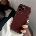 thumbnail image 2 of iPhone 13 Case,Simple Wave Design Wavy Frame Soft Silicone Aesthetic Phone Case for iPhone 13 Phone Case,Wine Red, 2 of 5