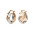 thumbnail image 2 of 14K Rose Pink and White Gold Polished Oval Hoop Earrings, 2 of 5