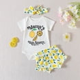 thumbnail image 2 of LIZENG Toddler Girls Summer Casual Clothes Set Short Sleeved Lemon Lettered Shorts and Headgear 3PCS Set for 0 to 18 Months, 2 of 6