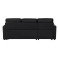 thumbnail image 4 of Paisley Black Linen Fabric Reversible Sleeper Sectional Sofa w/ Storage Chaise, 4 of 9