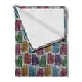 thumbnail image 2 of Kittens Soft Flannel Fleece Throw Blanket, Funny Ornamental Cat in Floral and Strokes Colorful Theme, Cozy Plush for Indoor and Outdoor Use, 50" x 70", Pale Grey Multicolor, by Ambesonne, 2 of 5