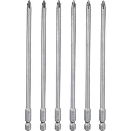 MKEUDQ-6pcs #1 Phillips Screwdriver Bit PH1 1/4 Hex Shank 6 (150mm) Long Magnetic S2 Steel Industrial Grade Screw Driver Bit Cross Head Electric Drill Bits 0.2 (5mm) Rod