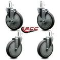 thumbnail image 2 of 6 Inch Thermo Rubber Wheel Swivel 7/16 Inch Grip Ring Stem Caster Set 2 Brake, 2 of 2