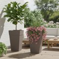 thumbnail image 2 of Bloem Finley 25" Tall Tapered Plastic Planter, Indoor/Outdoor, Peppercorn, Set of 2, 2 of 6