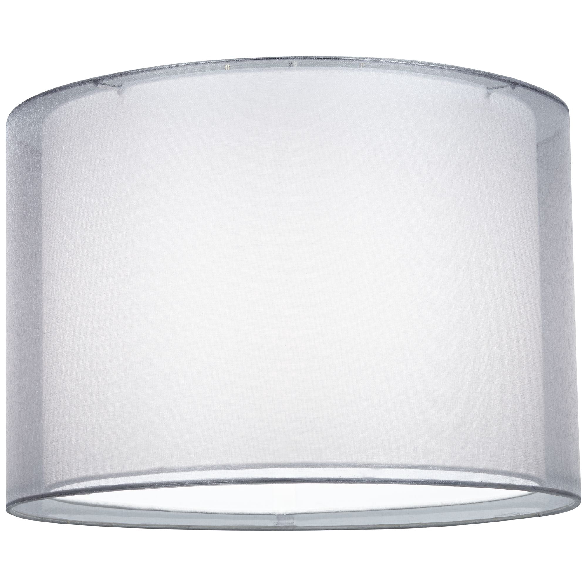 Springcrest Silver and White Double Sheer Medium Drum Lamp Shade 16" Top x 16" Bottom x 11" High (Spider) Replacement with Harp and Finial