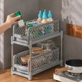 thumbnail image 4 of Boreal Craft 2 Tier Sliding Cabinet Organizer Purpose Large Capacity Kitchen Under Organizers And Storage Sponge Dish Hanger Dish Rack And Drainboard Set over 33 Dish Rack Counter Organizer Kitchen, 4 of 6