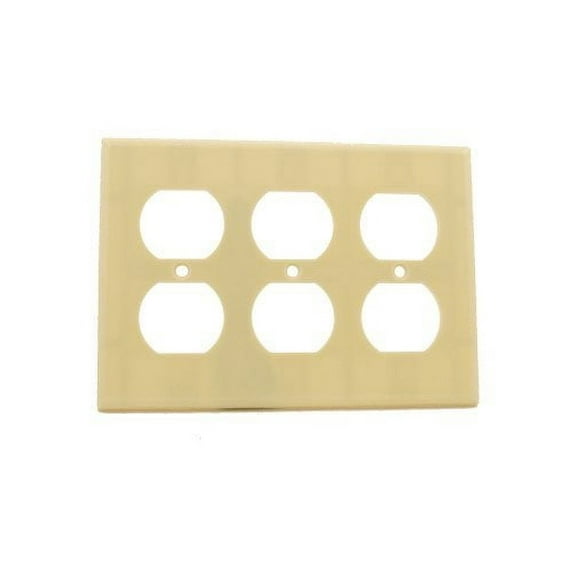 Leviton 86030 Ivory Three Gang Duplex Receptacle Wall Plate