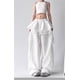 thumbnail image 5 of Pantalones cargo holgados y holgados for mujer, pantalones largos de cintura alta con retales de encaje y cierre de cordón, 5 of 7