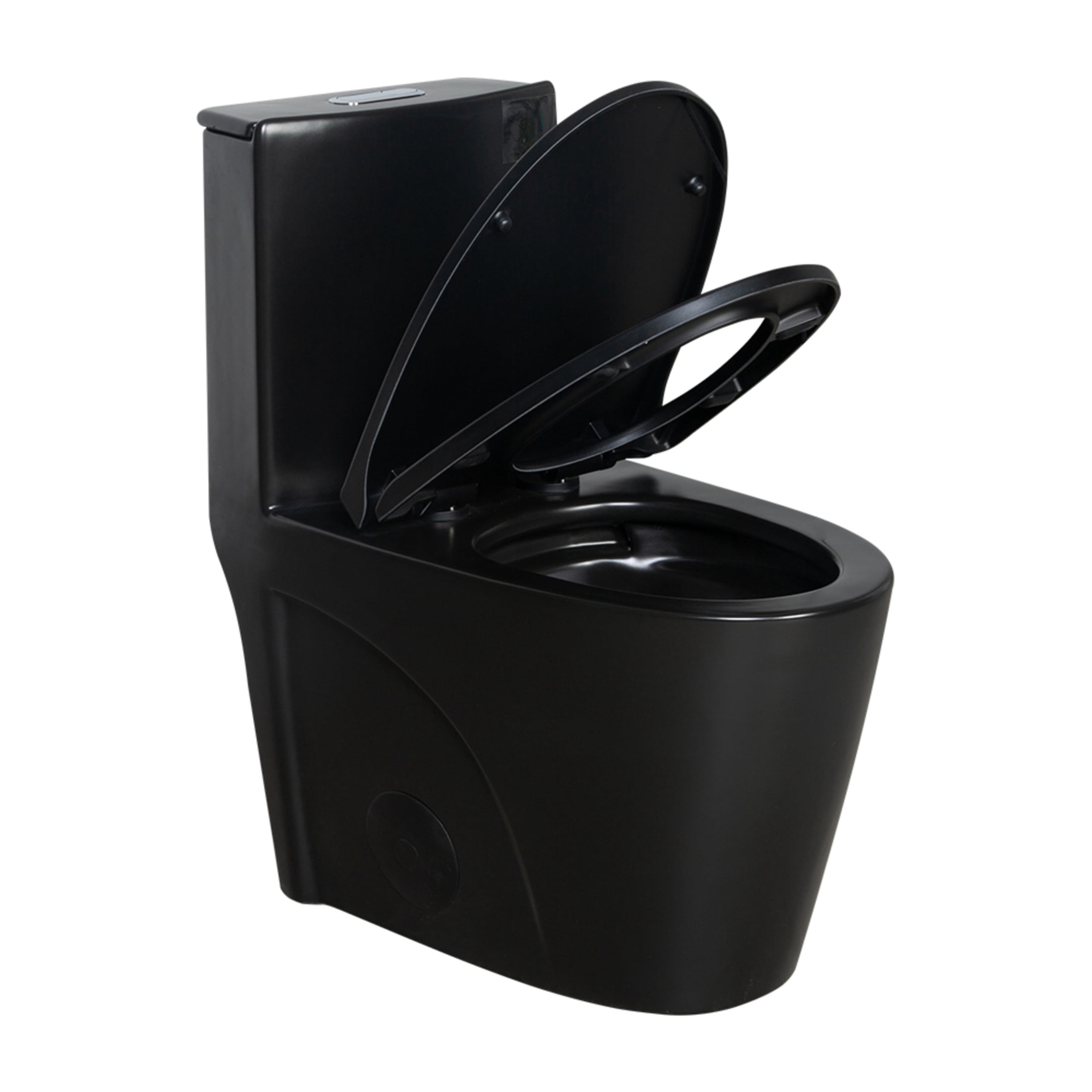 Noble House One-Piece Toilet, Elongated Comfort Bathroom Toilet with Soft-Closing Seat, Dual-Flush Siphon Jet, Black