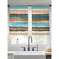 thumbnail image 2 of Turquoise Brown Gradient Sheer Curtains 45 Inch Long 2 Panels, Vintage Abstract Wood Grain Light Filtering Rod Pocket Semi Sheer Curtains, Sheer Voile Drapes for Living Room Bedroom, 52"x45", 2 of 5
