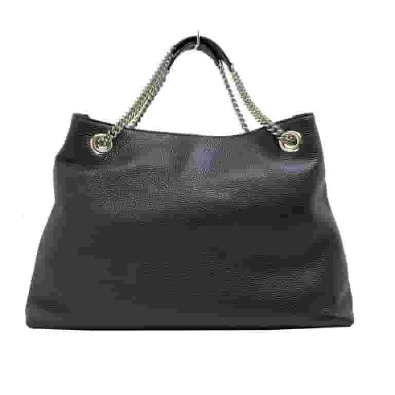 ハンドバッグ GUCCI Handbags Women Leather Black Gucci Soho Black Leather Handbag with GG Logo, Gold Chain