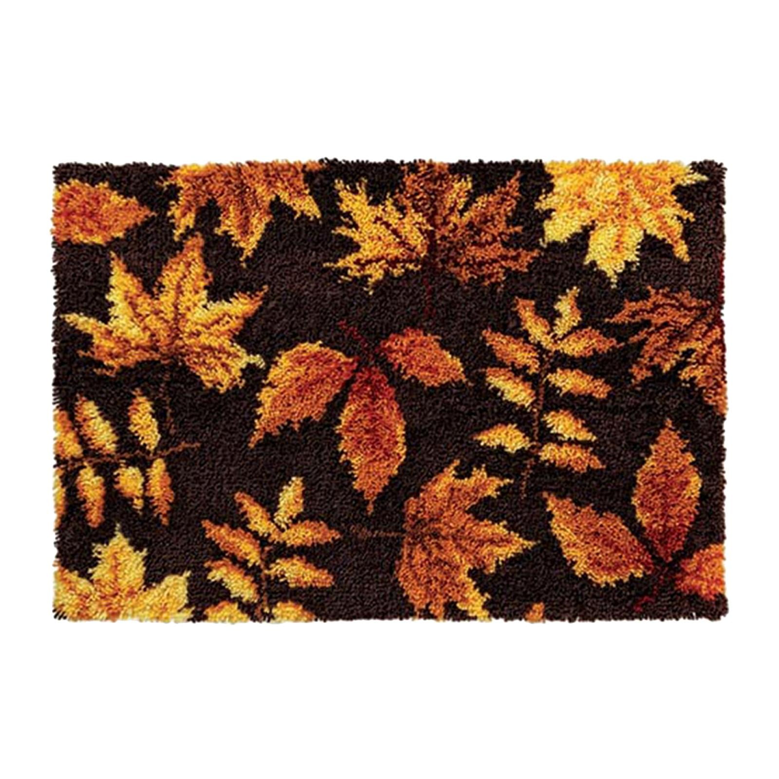 Latch Hook Rug Kits Embroidery DIY Leaves Pattern Crochet Needlework