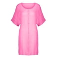 thumbnail image 3 of Women's Swimsuit Coverup Shirt Dress Button Down Short Sleeve Tunics Tops Bathing Suit Cover Up Vacation Beachwear Pink 4XL, 3 of 8