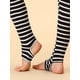 thumbnail image 5 of Allegra K Las polainas del traje de la Navidad de las mujeres imprimieron los pantalones del estribo de la yoga de la cintura elástica de la cintura alta Franja de color blanco y negro. S, 5 of 5