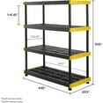 thumbnail image 2 of CX Black & Yellow®, 4-Tier Heavy Duty Plastic Storage Shelving Unit, 200lbs/shelf (55”H x 48”W x 20”D), for Indoor/Outdoor Organization, Modular Rack, 2 of 12