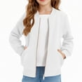 thumbnail image 2 of snilers Bomber Jackets for Girls Fashion Solid Zip up Casual Outerwear Long Sleeve Going Out Tops Warm Winter Coats with Pockets Size 5 Years, 2 of 7