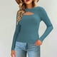thumbnail image 2 of Camisetas de talla grande,Blusa informal de cuello redondo de punto calado para mujer, manga larga, poliéster, tejido suave y ligero, ideal para el hogar, sopatenor, 2 of 9