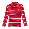thumbnail image 4 of XASZHN Enfants Garçons Filles Manches Longues Mode Décontractée Chemise Rayée Fermeture à Boutons Mode Tissu Confortable et Doux Rouge 5-6 Ans, 4 of 4