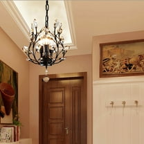 Elegant Black Crystal Chandelier Modern Ceiling Light Pendant Lighting Fixture for Living Room, Bedroom