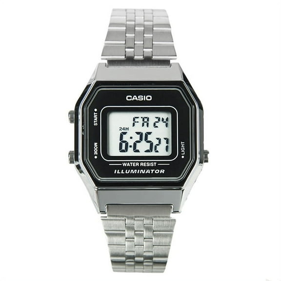 Casio Women's Vintage LA680WA-1 Silver Stainless-Steel Quartz Digital Fashion Watch