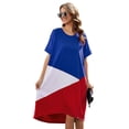 thumbnail image 4 of Vestido suelto suelto de mujer Bloque de color de contraste Mangas cortas Empalme Vestido infor MABOTO Vestido de verano, 4 of 7