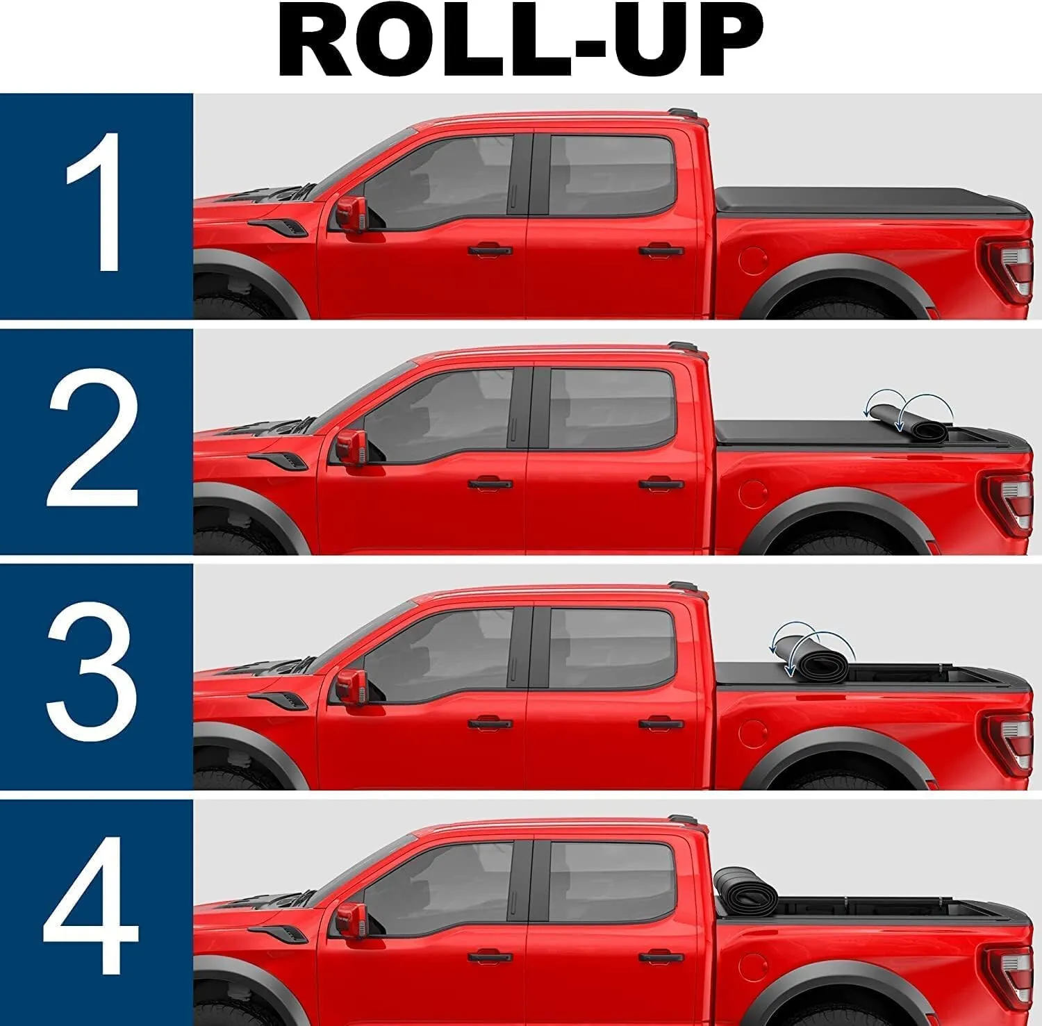 MOSTPLUS 5FT Roll Up Soft Truck Bed Tonneau Cover for 2017-2026 Honda Ridgeline On Top