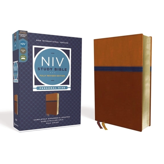 NIV Study Bible, Fully Revised Edition NIV Study Bible, Fully Revised Edition, Personal Size, Leathersoft, Brown/Blue, Red Letter, Comfort Print, (Hardcover)