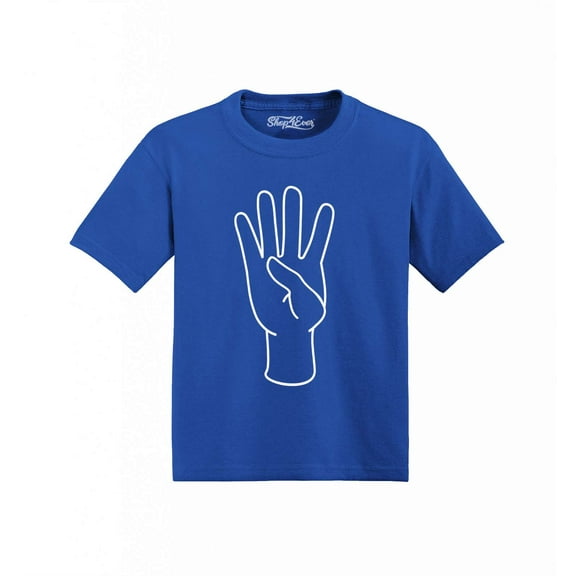 Shop4Ever Four Year Old Hand Sign 4th Birthday Toddler's Cotton T-Shirt 5T/6T Royal Blue