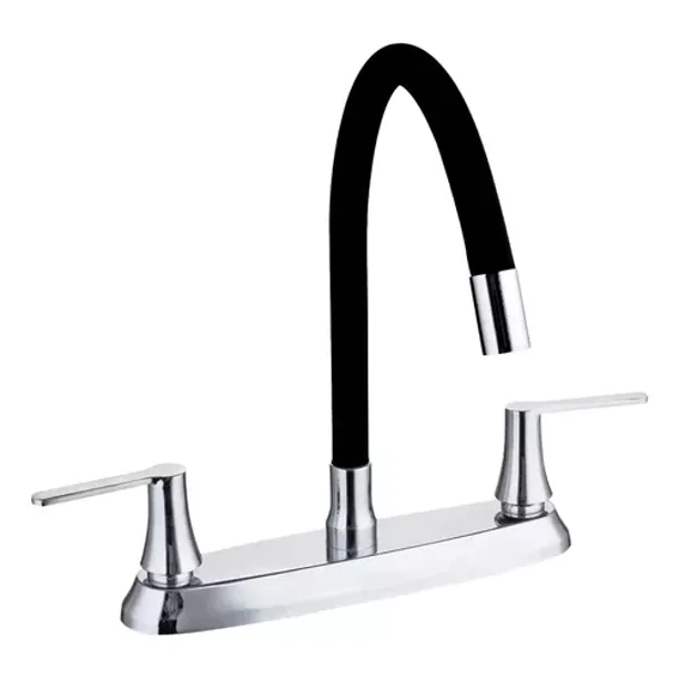 Mezcladora Acero Inoxidable 304 Doble Comando Toscana Acabado Satinado Color Negro