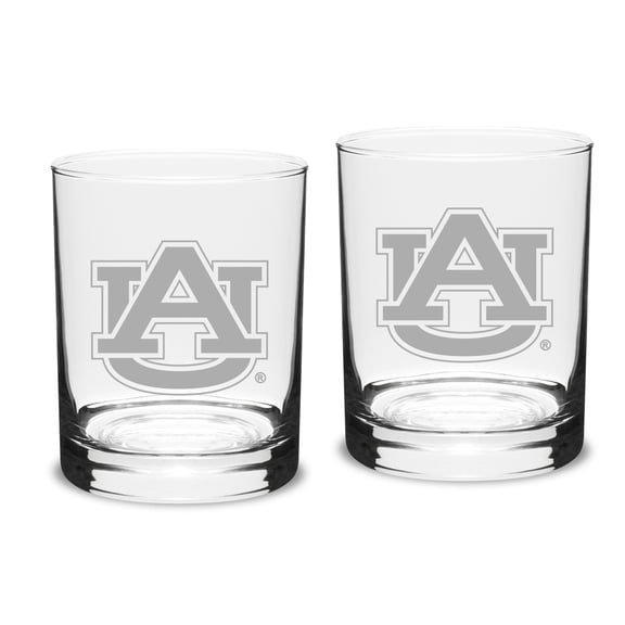 Auburn Tigers Set of 2 Traditional Double Old Fashioned Glasses