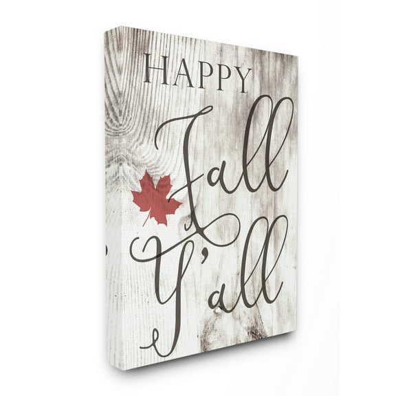 Stupell IndustriesHappy Fall Y'all Typography SignCanvas Wall Art by Daphne Polselli