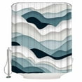 thumbnail image 2 of Blue Grey Ombre Waterproof Fabric Shower Curtain, Modern Geometric Moire Abstract Art Shower Curtain for Bathroom Curtains Bathtubs Hotel Washable Shower Curtains with 12 Hooks Extra Long 72x96, 2 of 6