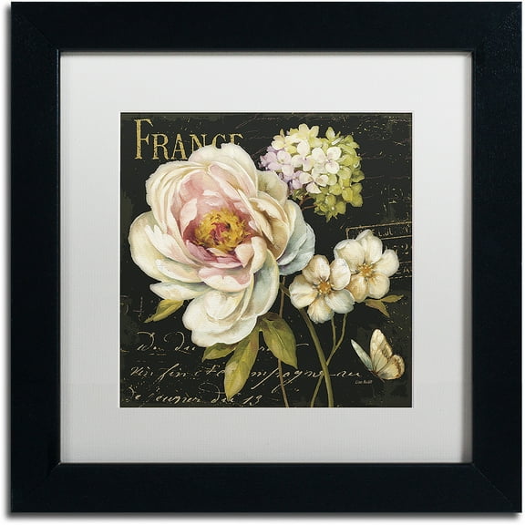 Trademark Fine Art "Marche de Fleurs on Black" Canvas Art by Lisa Audit, White Matte, Black Frame