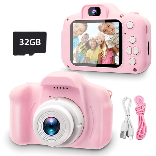 Cámara para Niños, Cámara Infantil con 32GB Tarjeta de Memoria Micro SD, Cámara Fotografica con 1080P HD y Pantalla IPS de 2.0, cámara digital pa