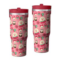 Christmas 30oz Handheld Travel Tumbler with Handle – Double Wall Stainless Steel Insulated Cup, Flip Straw Lid, Leak-Proof & BPA-Free for Hot and Cold Drinks – Durable Coffee & Juice Mug Black