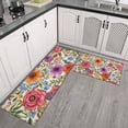 thumbnail image 2 of Pioneer Flower Floral Print Pattern Kitchen Rugs Sets Of 2,Anti Fatigue Kitchen Mat Rugs Non Slip Washable,Decorative Kitchen Floor Mats for Kitchen,Sink,Laundry,17"x30"+17"x47", 2 of 7