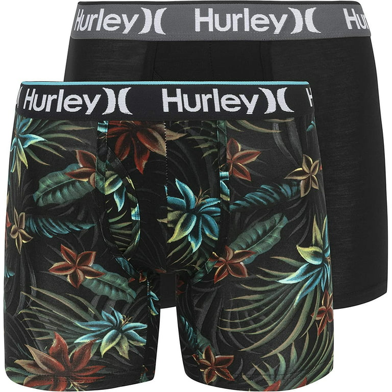Hurley mens 2 Pack Everyday Boxer Briefs, Thalia Black/Multi