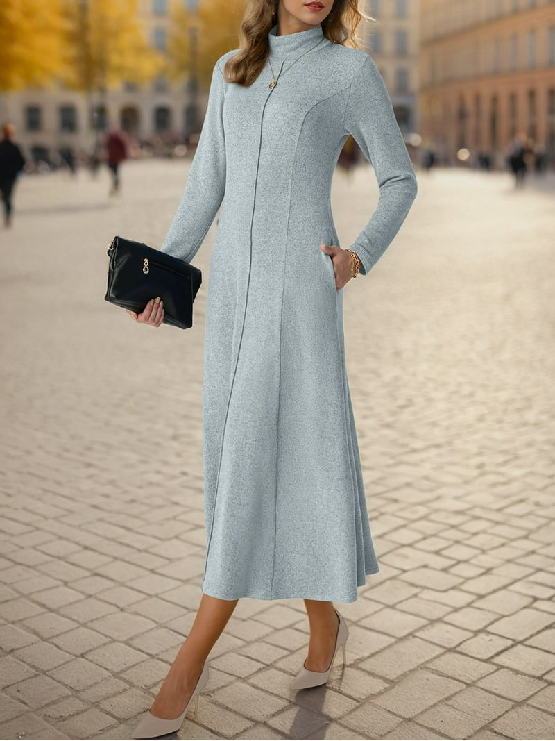 Cueply Dresses for Women Casual Long Sleeve Fall Spring Mock Neck Pullover Long Dresses with Pockets Cueply Dresses for Women Casual Long Sleeve Fall Spring Mock Neck Pullover Long Dresses with Pockets