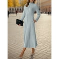 thumbnail image 4 of Cueply Dresses for Women Casual Long Sleeve Fall Spring Mock Neck Pullover Long Dresses with Pockets, 4 of 7