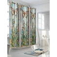 thumbnail image 3 of Purple Vintage Stained Glass Shower Curtain, Flowers Butterfly Waterproof Shower Curtain Set with 12 Hooks Lightweight Washable Fabric Shower Curtains for Bathroom 60x72 Inches, 3 of 6