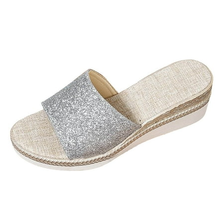

Xboschi Summer Sandals for Women 2024 Womens Sandals Dressy Flip Flops Thick Soled Wedge Heels Platform Soled Large Size Fashionable Beach Trendy Women s Shoes