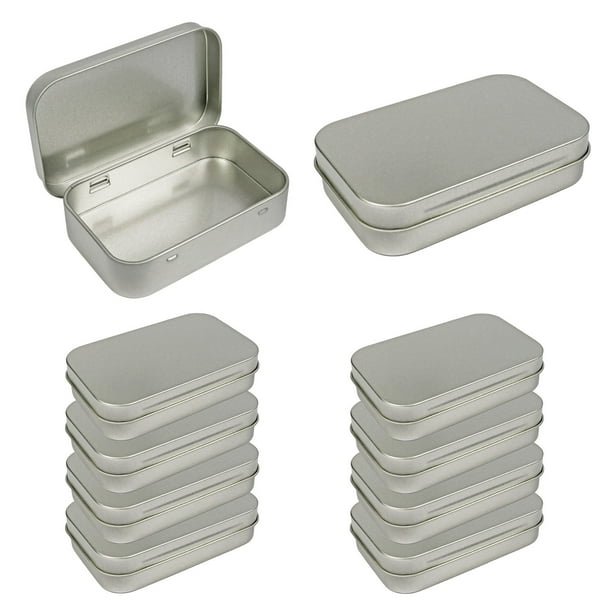 10 Pack Metal Rectangular Empty Hinged Tins Box Containers 3.75 by 2.45