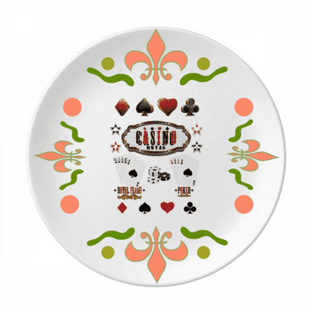 

Gambling Utensils Pattern Playing Cards Flower Ceramics Plate Tableware Dinner Dish