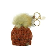 NYFASHION101® Pom Pom Beanie Key Chain Key Ring Handbag Tote Accessory - Confetti Rust