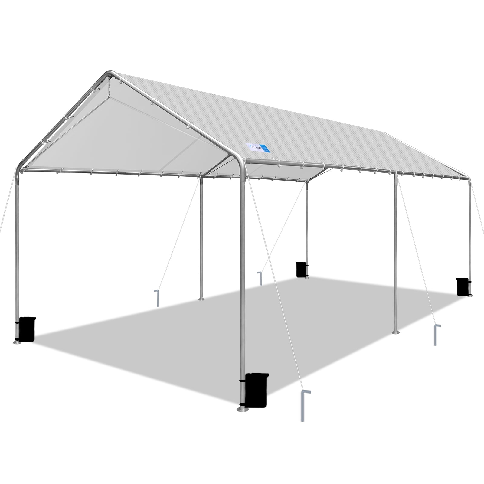 Gray 10' x 20' Heavy Duty Portable Carport Canopy with Galvanized Steel Frame