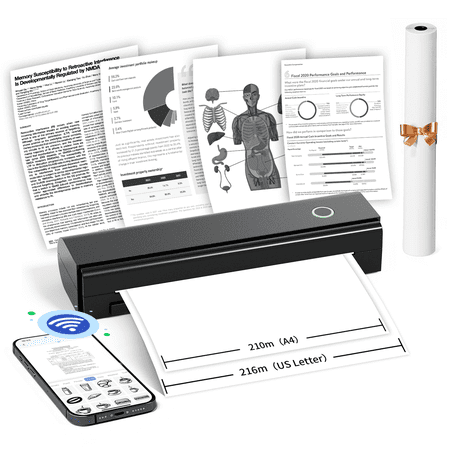 HKHKPI N80 Portable Printer, Thermal Inkless Printer Fit for Android iOS Phones & Laptops for Travel Home Car Office