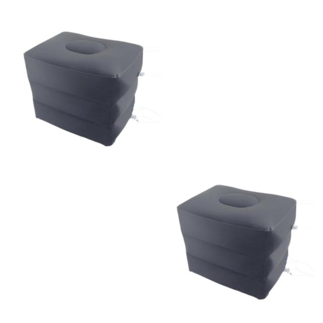 Ruiboury Inflatable Foot Rest 3 Layers Foot Stool Rest Pillow Foot for Travelling Deep Gray 40 x 30 x 43cm 2Set