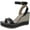 Black, variant on Lauren Ralph Lauren Womens Hilarie Leather Wedge Slingback Sandals