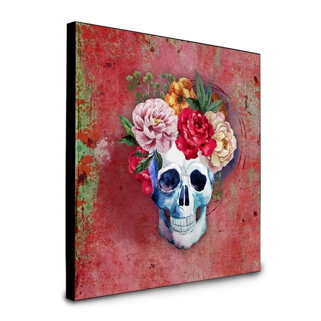 Carolines Treasures BB5130UP88 8 x 8 x 0,625 Po Jour des Morts Fleurs Rouges Crâne Art Panneau Décor Mural